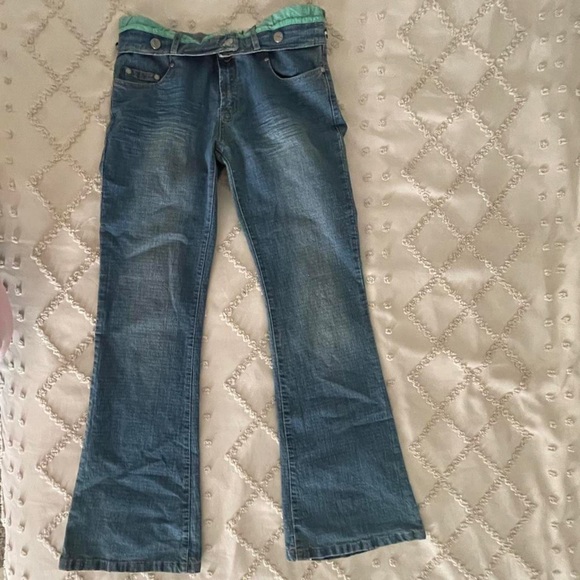 Pristine USA vintage fold over low rise jeans with attachable suspenders - Picture 4 of 6
